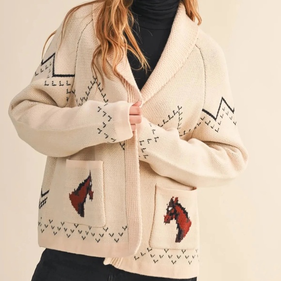 NWT Western Horse Cardigan Sweater - Picture 2 of 6
